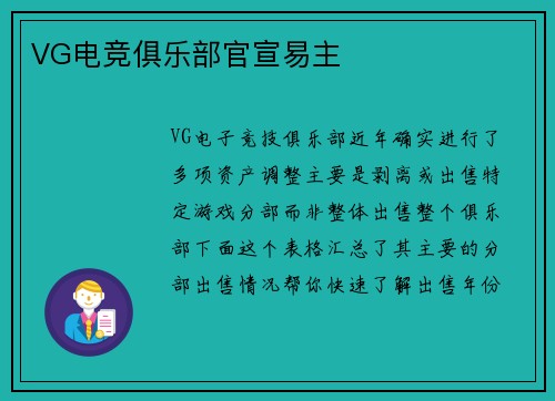 VG电竞俱乐部官宣易主