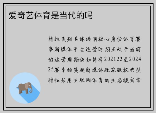 爱奇艺体育是当代的吗